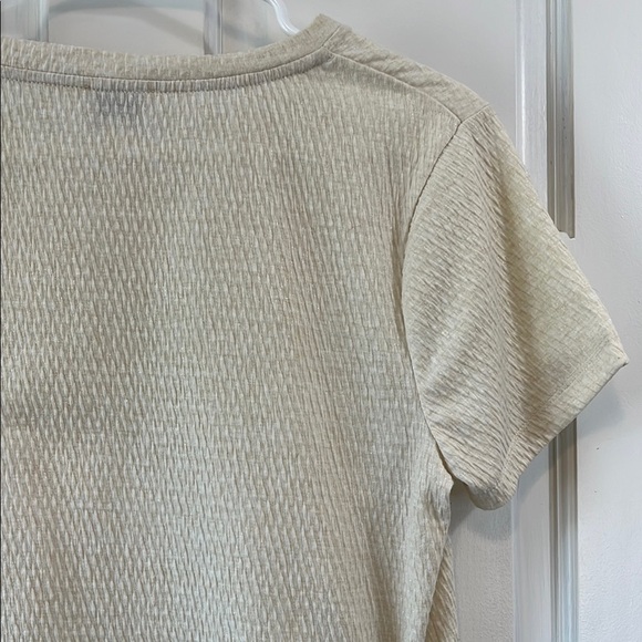 Anthropologie Postage Stamp Creme Textured Top w/ Gold Glitter Thread - Sz Small - Picture 10 of 14